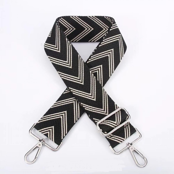 SILVER HARDWARE Bag Strap - Black Chevron